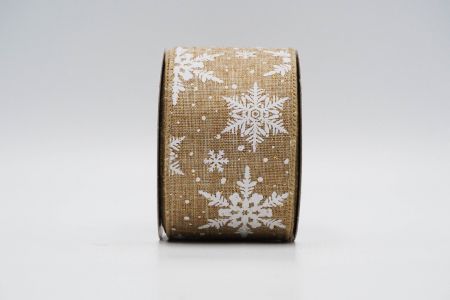 Текстурована стрічка зі сніжинками на дроті_KF7317GC-13-183_натуральна